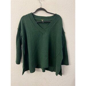 Free People Orion A-line tunic carbon copy oversized green sweater women size XS